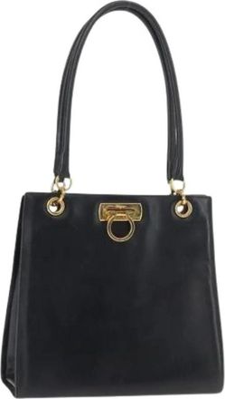 Ferragamo Pre-owned Shoulder Bags, female, Blue, Size: ONE SIZE Pre-owned Leather Shoulder Bag