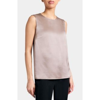 Santorelli Demi Sleeveless Top in Silk Charmeuse in Dusty Mauve at Nordstrom, Size 12