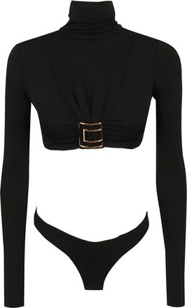 Elisabetta Franchi Jersey Body met Logo-embleem - Dames - Bodies - Zwart - S - Tops
