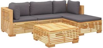 vidaXL Juego Muebles De Jard&iacute;n 5 Piezas Y Cojines Madera Maciza Teca Vidaxl