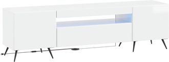 vidaXL Mueble De Tv Led Blanco Brillante Madera De Ingenier&iacute;a Vidaxl