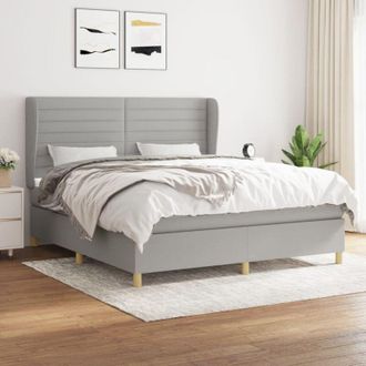 vidaXL Vidaxl - Cama Box Spring Con Colch&oacute;n Tela Gris Claro 160x200 Cm