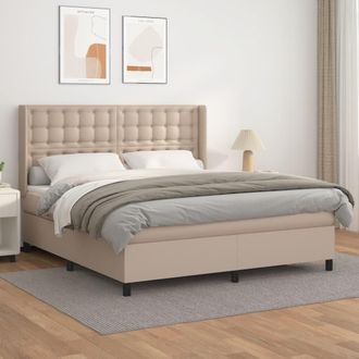 vidaXL Vidaxl - Cama Box Spring Con Colch&oacute;n Cuero Sint&eacute;tico Capuchino 160x200cm