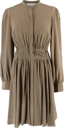 Vanessa Bruno Khaki Belted Silk Shirt Dress Size XS