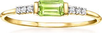 RS Pure by Ross-Simons Peridot Ring With Diamonds in 14kt Yellow Gold