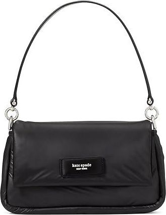 Kate Spade New York Puffed Puffy Fabric Lola Convertible Crossbody Cross Body Handbags Black, Leather/Polyester/Textile