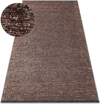 RugsX Rugsx - Alfombra Florence 24021 Un Color, Glamour, Tejido Plano, Flecos - Marr&oacute;n Brown 155x220 Cm