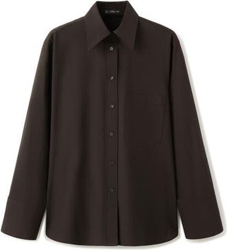 Mango Straight Pocket Button-Up Shirt in Chocolate at Nordstrom, Size 6