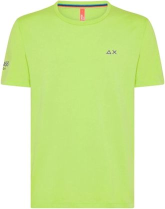 Sun 68 Geel Katoenen T-shirt met Korte Mouwen - Heren - T-shirts - Groen - XL - Katoen - Tops