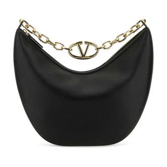 Valentino Garavani Shoulder Bags, female, Black, Size: ONE SIZE VLogo Moon Medium Hobo Bag