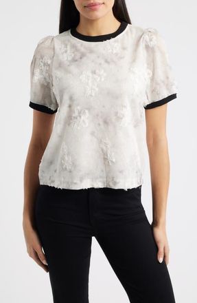 Nikki Lund Beatrice Floral Appliqu&eacute; T-Shirt in Beige at Nordstrom, Size X-Large