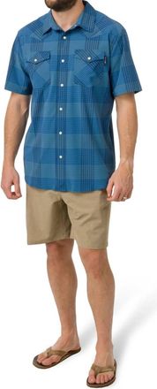 FlyLow Cody Short-Sleeved Button Up Shirt In Laguna/eucalyptus Plaid