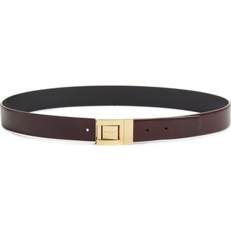 Saint Laurent LA 76 Calfskin Leather Belt in Hot Wine at Nordstrom, Size 80