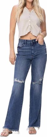 Judy Blue High Waist With Knee Destroy Straight Jeans In Denim