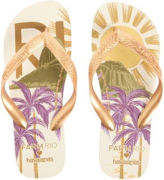 Havaianas x FARM Rio Classic Flip Flop in Beige Straw at Nordstrom, Size 11
