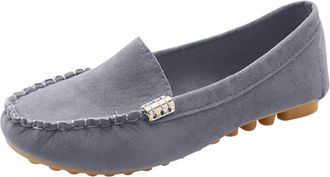 Generic Womens Slip On Shoes Comfortable Pumps Shoes Solid Color Stylish Classic Lightweight Non-Slip Breathable Casual Flat Shoe Outdoor Leisure Gray