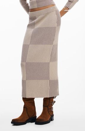 Desigual Rib Midi Skirt in Brown at Nordstrom, Size Medium