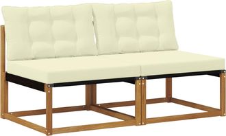 vidaXL 2 Uds. Sof&aacute; Intermedio De Exterior Madera De Acacia S&oacute;lida Vidaxl
