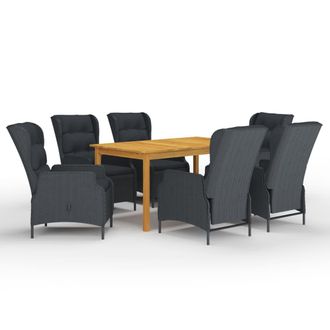 vidaXL Juego De Comedor Para Jard&iacute;n De 7 Piezas Gris Oscuro Vidaxl