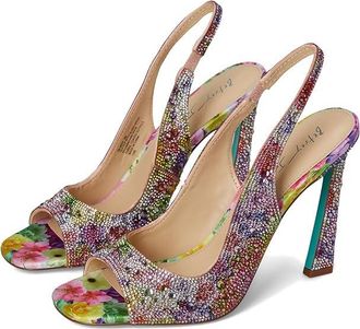 Blue by Betsey Johnson Mina Heeled Sandals Womens 1-2 inch heel Shoes Bright Floral : 8.5 M