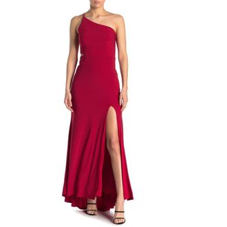 Jump Apparel One-Shoulder Side Cutout Gown in Red at Nordstrom, Size 11