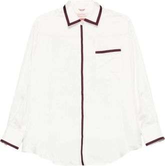 F.R.S. For Restless Sleepers F.R.S For Restless Sleepers - Camisa de Pijama de Seda con Ribete en Contraste - Blouses & Shirts - Mujer - Blanco - XS