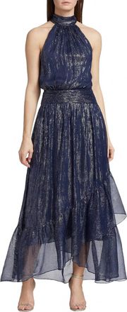 Ramy Brook Bridgid Metallic Gown In Spring Navy Silk