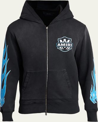 Amiri Mens MA Flames Full-Zip Hoodie
