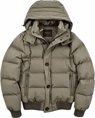 Moorer Mens Padded Down Bomber Jacket In Fango