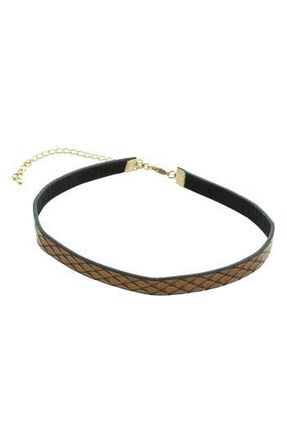 Olivia Welles Snake Skin Embossed Faux Leather Choker Necklace in Brown at Nordstrom Rack