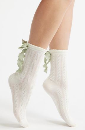 High Heel Jungle Mel Bow Crew Socks in White at Nordstrom
