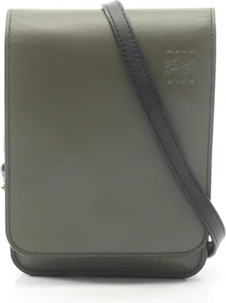 Loewe Black Khaki Leather Shoulder Bag Sling Bag (Pre-Owned)