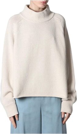 Roberto Collina Merino Wol Trui - Dames - Coltruien - Wit - M - Wol - Truien & Vesten