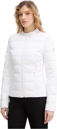 Guess Jassen, Dames, Wit, M, Leer, 4G Logo Puffer Jas