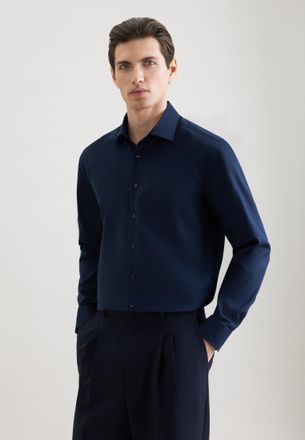 Seidensticker Businesshemd SEIDENSTICKER Schwarze Rose, Herren, Gr. XXL (45), normale &Auml;rmell&auml;ngen, blau (dunkelblau), 100% Baumwolle, unifarben, regular fit, 2-Knop