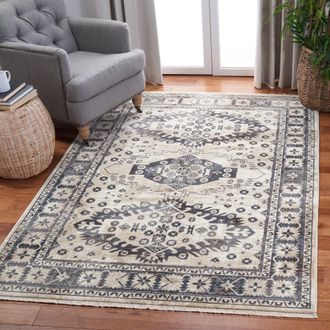 Safavieh Herat Machine Made Area Rug, Ivory / Grey Traditional Style Easy Care