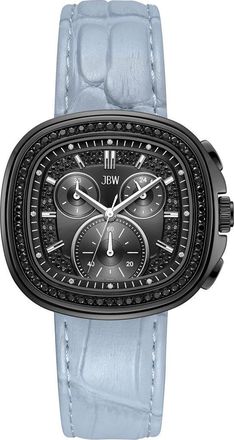 JBW Coast Chronograph Leather Strap Watch, 22mm x 42mm in Black/blue at Nordstrom