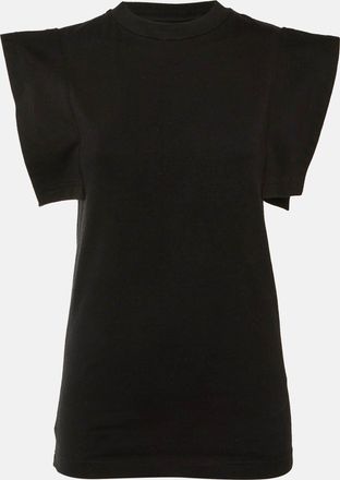Isabel Marant Black Cotton Zelipa Structured Shoulder T-Shirt
