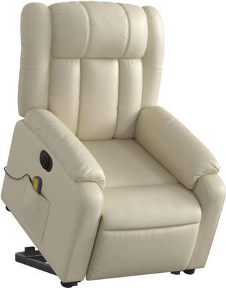 vidaXL Vidaxl - Sill&oacute;n De Masaje Elevable El&eacute;ctrico Cuero Sint&eacute;tico Crema