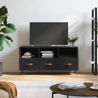 Berkfield Home TV Cabinet Black 102x36x50 cm Engineered Wood | Size: 102 x 36 x 50 cm