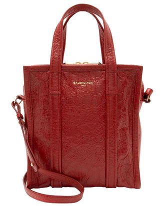 Balenciaga Red Lambskin Agneau Bazar Xs Shopper Tote (Authentic Pre-Loved)