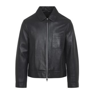 Yves Salomon Leather Jackets, male, Black, Size: XL Leather Jacket with Shearling Collar