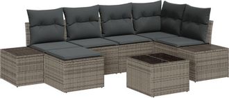 vidaXL Vidaxl - Garden Sofa Set with Cushion 7 pcs Grey Poly rattan