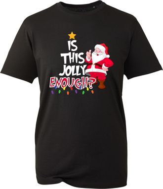 Generic is This Jolly Enough T-Shirt, Funny Santa Thumbs Up Graphic Tee, Festive Holiday Humour Shirt, Novelty Xmas 2025 Gift for Men Women UK (Black, 4XL)