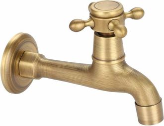 OEM Grifo De Lat&oacute;n Antiguo Gen&eacute;rico Para Lavander&iacute;a, Ba&ntilde;o, Montaje En Pared, Lavadora, Manguera De Jard&iacute;n Exterior, Grifo De Agua Fr&iacute;a Largo Individual