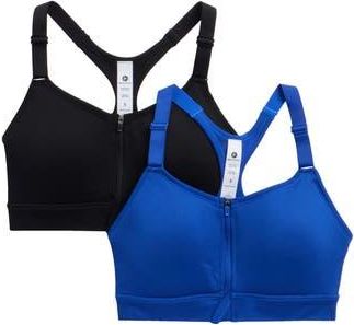 90 Degree by Reflex Darcy Seamless Zip Front Sports Bra in Surf The Web/Black at Nordstrom Rack, Size X-Large