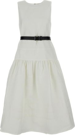 Mant&ugrave; Pristine White Dress with Silhouette