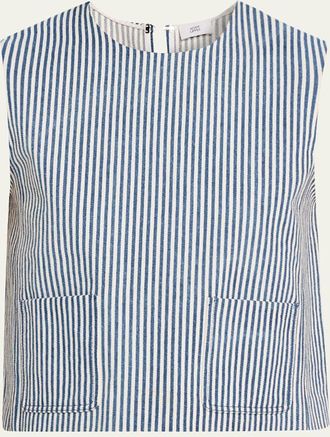 Adam Lippes Ludlow Striped Twill Sleeveless Top