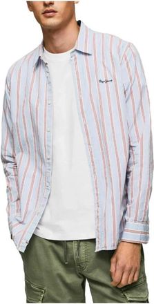 Pepe Jeans London Alledaagse t-Overhemd - Heren - Casual Overhemden - Blauw - L - Katoen - Overhemden