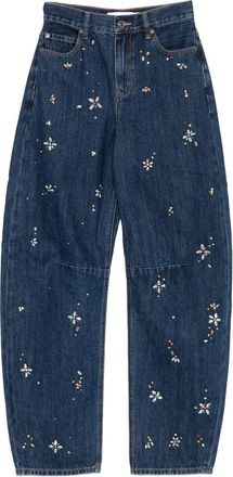 Self Portrait Blue Embellished Barrel Leg Jeans